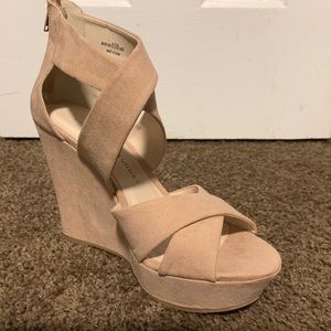 Chinese laundry straps suede wedges